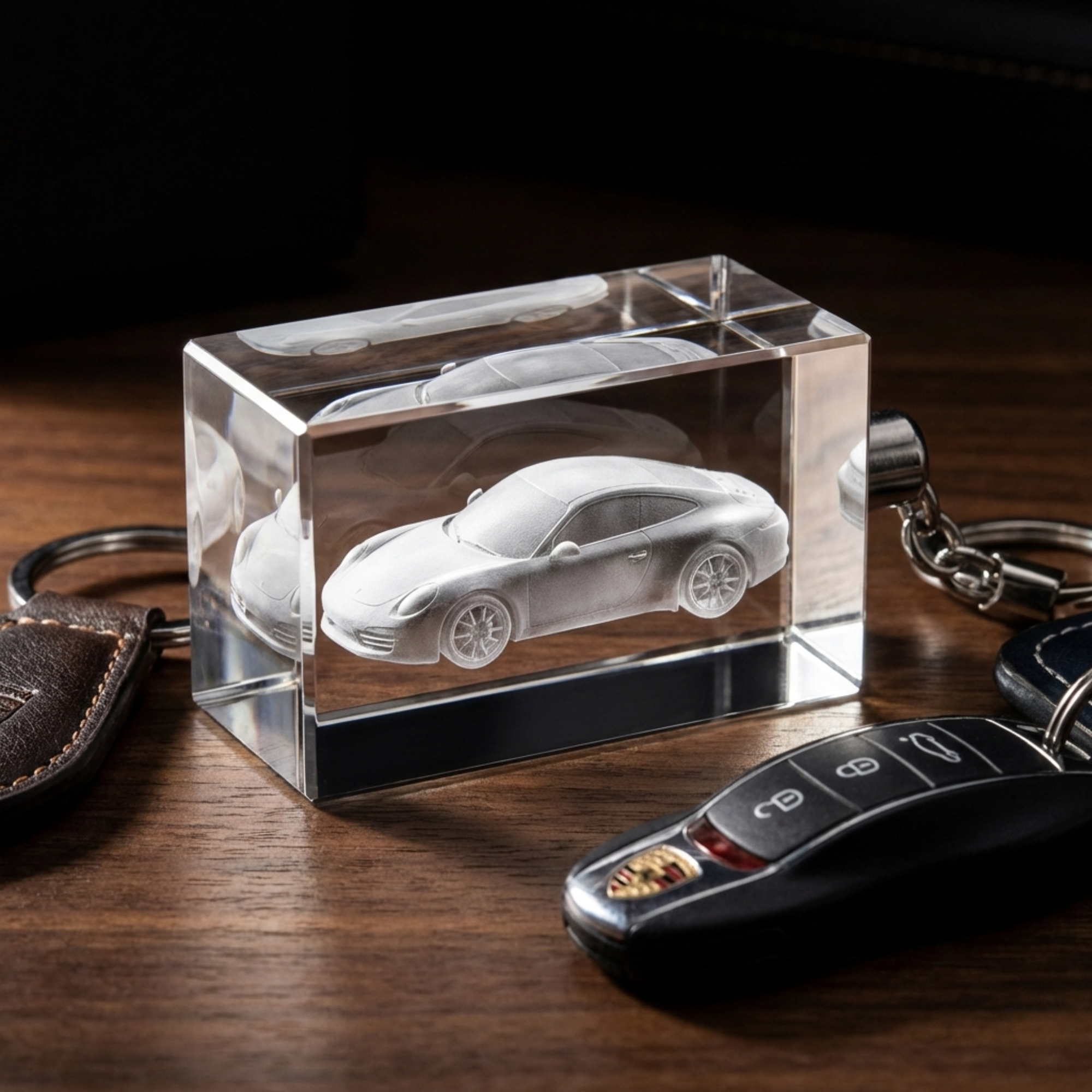 Premium 3D Laser Engraved Crystal - Victory Keychain | The Moment You Made It