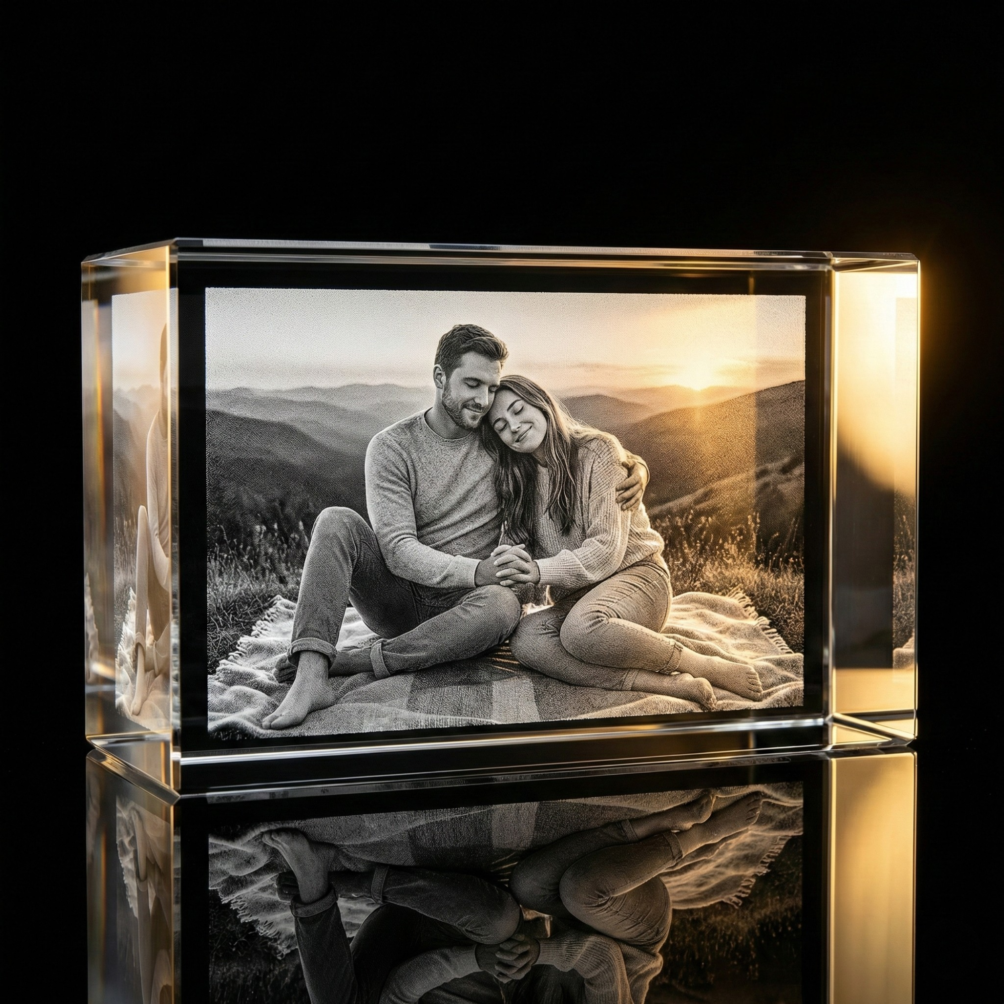 Premium 3D Laser Engraved Crystal - Love Crystal Block | You & Me, Always