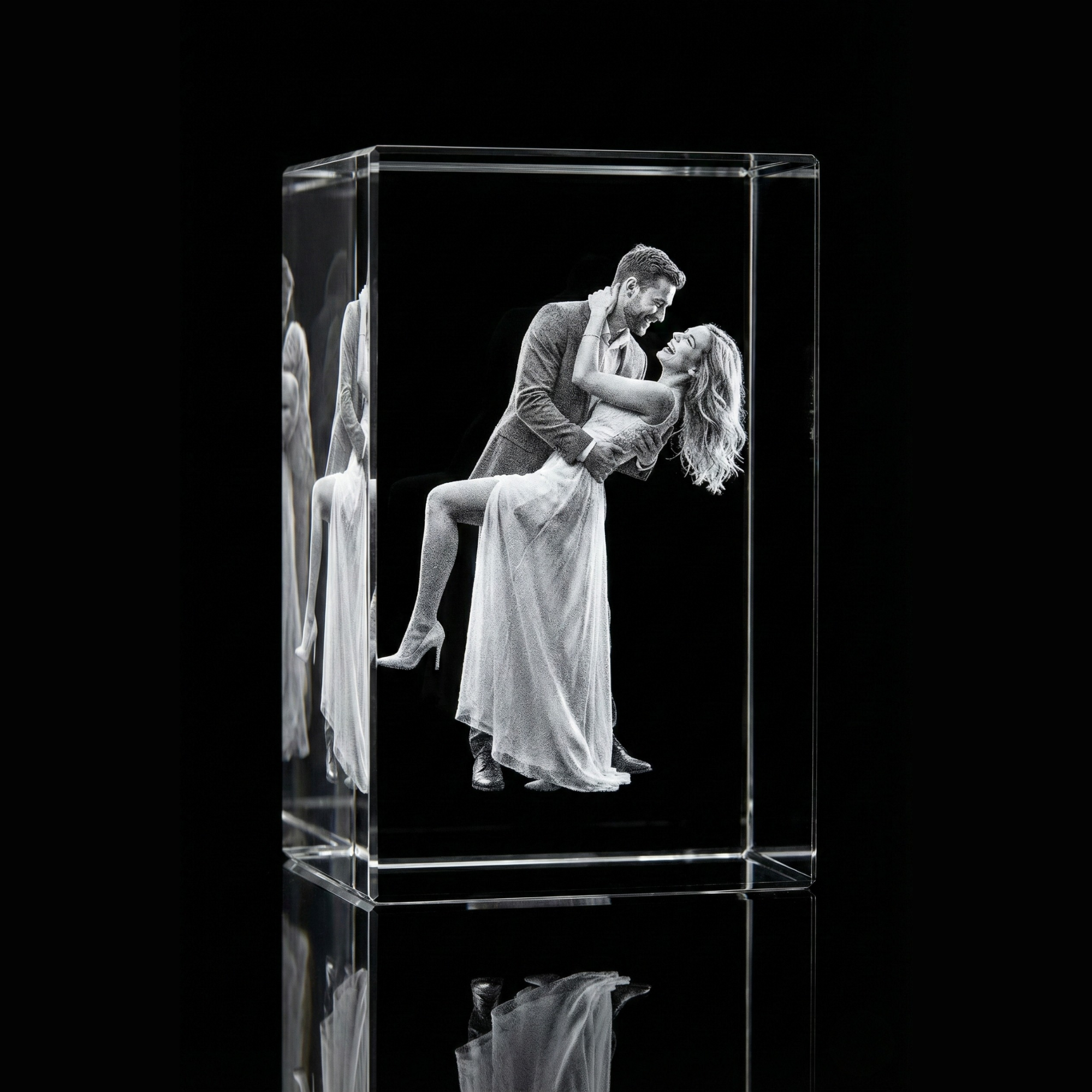 Premium 3D Laser Engraved Crystal - Love Crystal Block | You & Me, Always