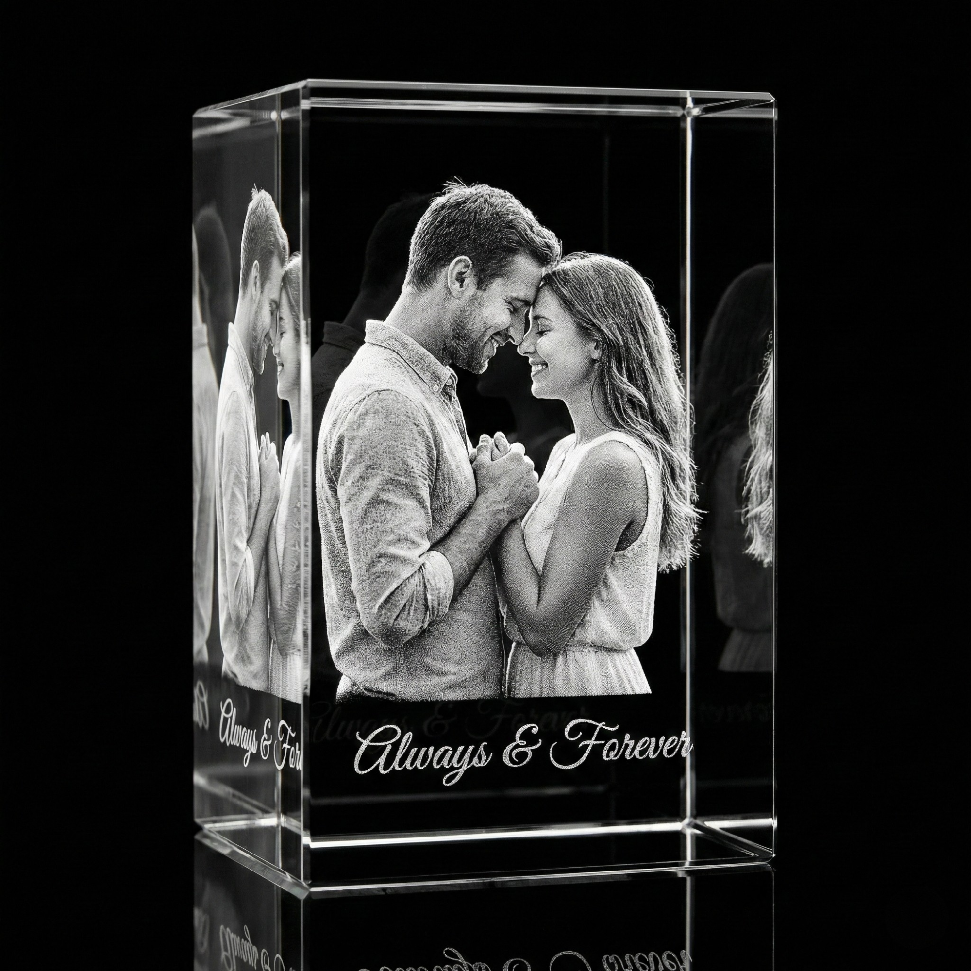 Premium 3D Laser Engraved Crystal - Love Crystal Block | You & Me, Always