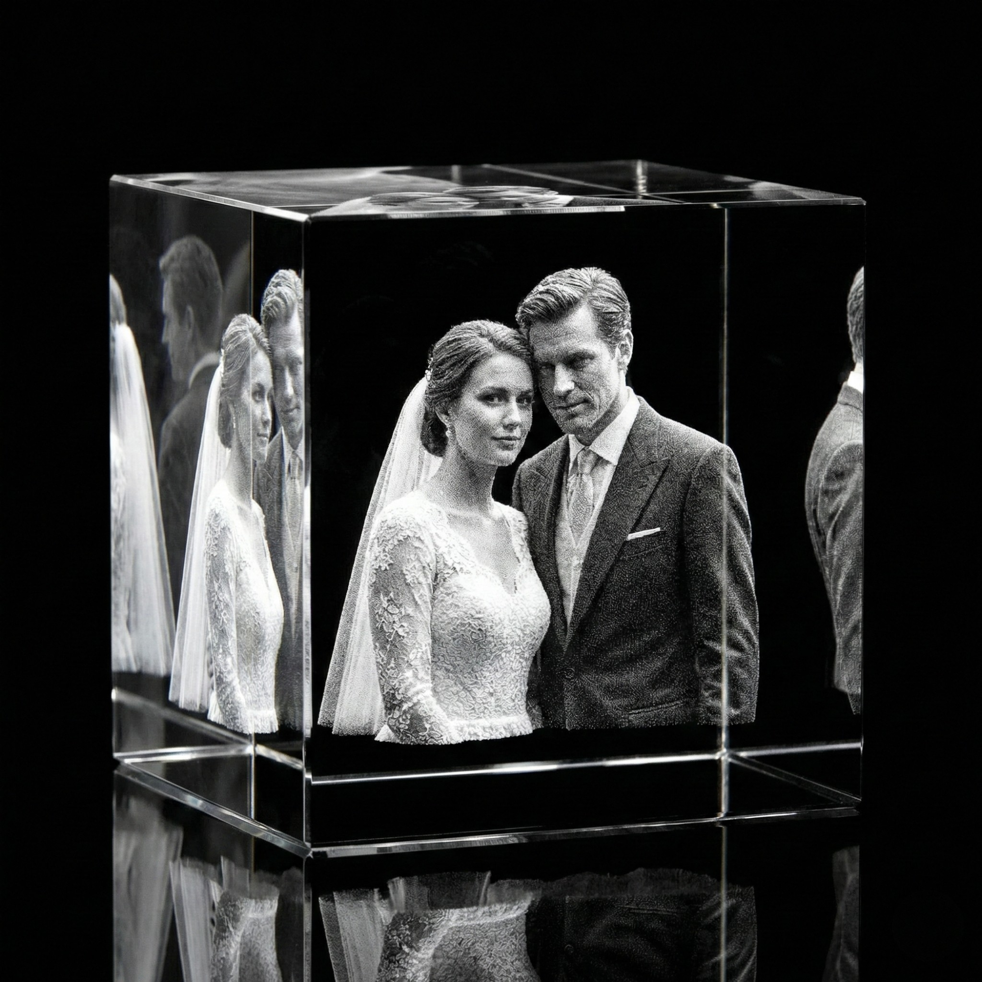 Premium 3D Laser Engraved Crystal - Love Crystal Cube | You & Me, Always