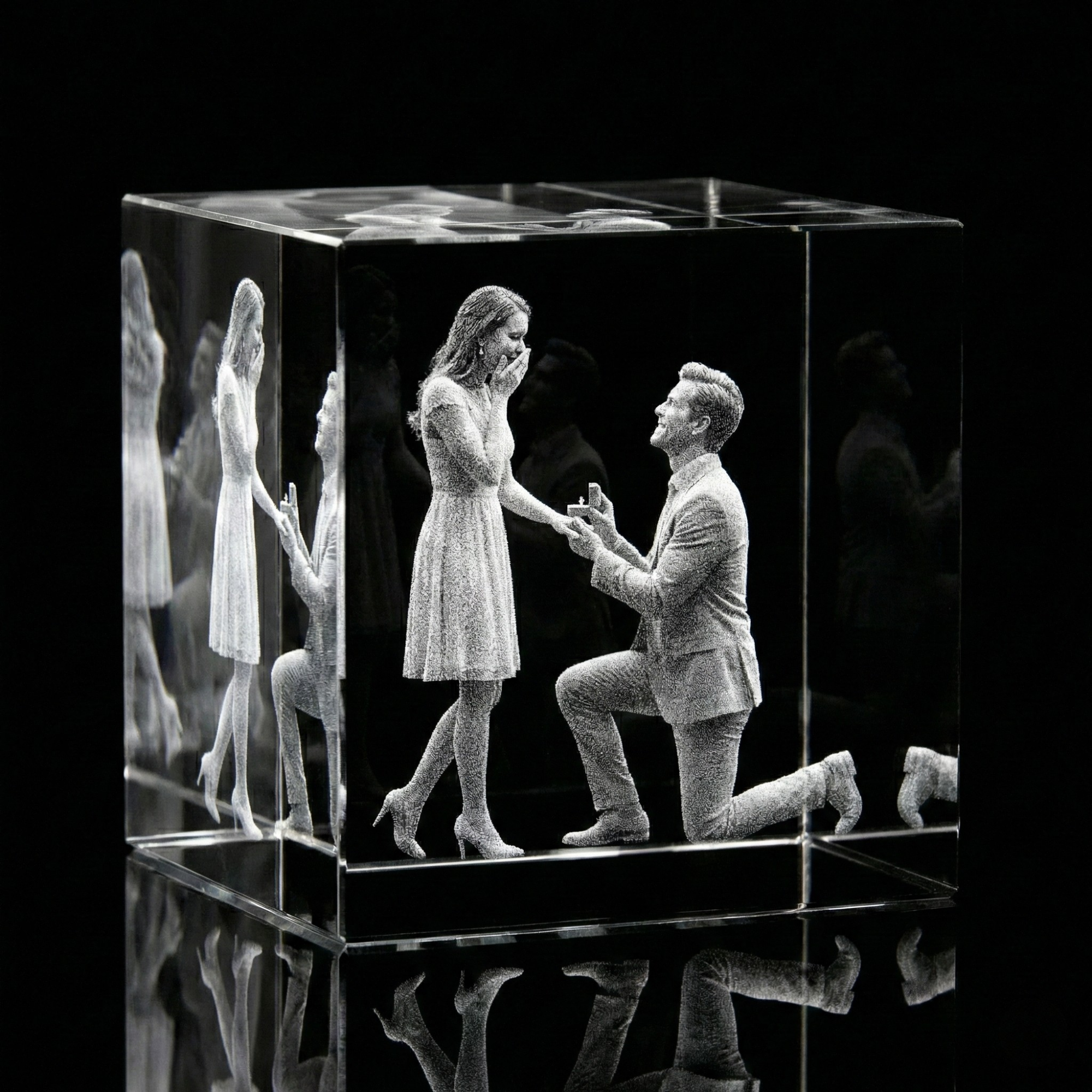 Premium 3D Laser Engraved Crystal - Love Crystal Cube | You & Me, Always