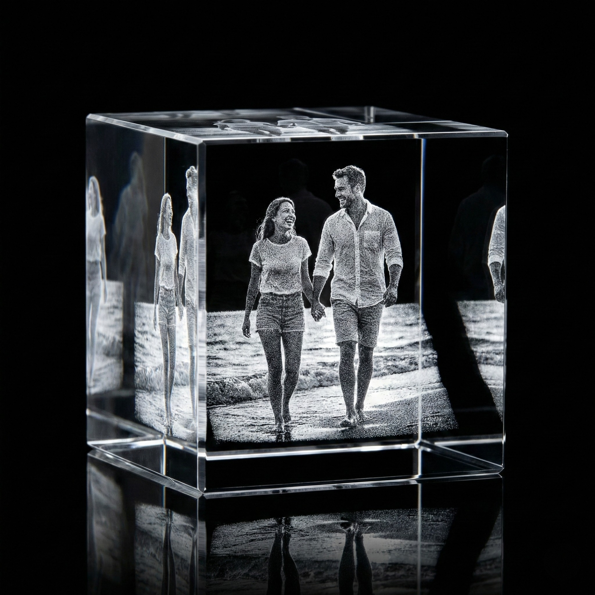 Premium 3D Laser Engraved Crystal - Love Crystal Cube | You & Me, Always