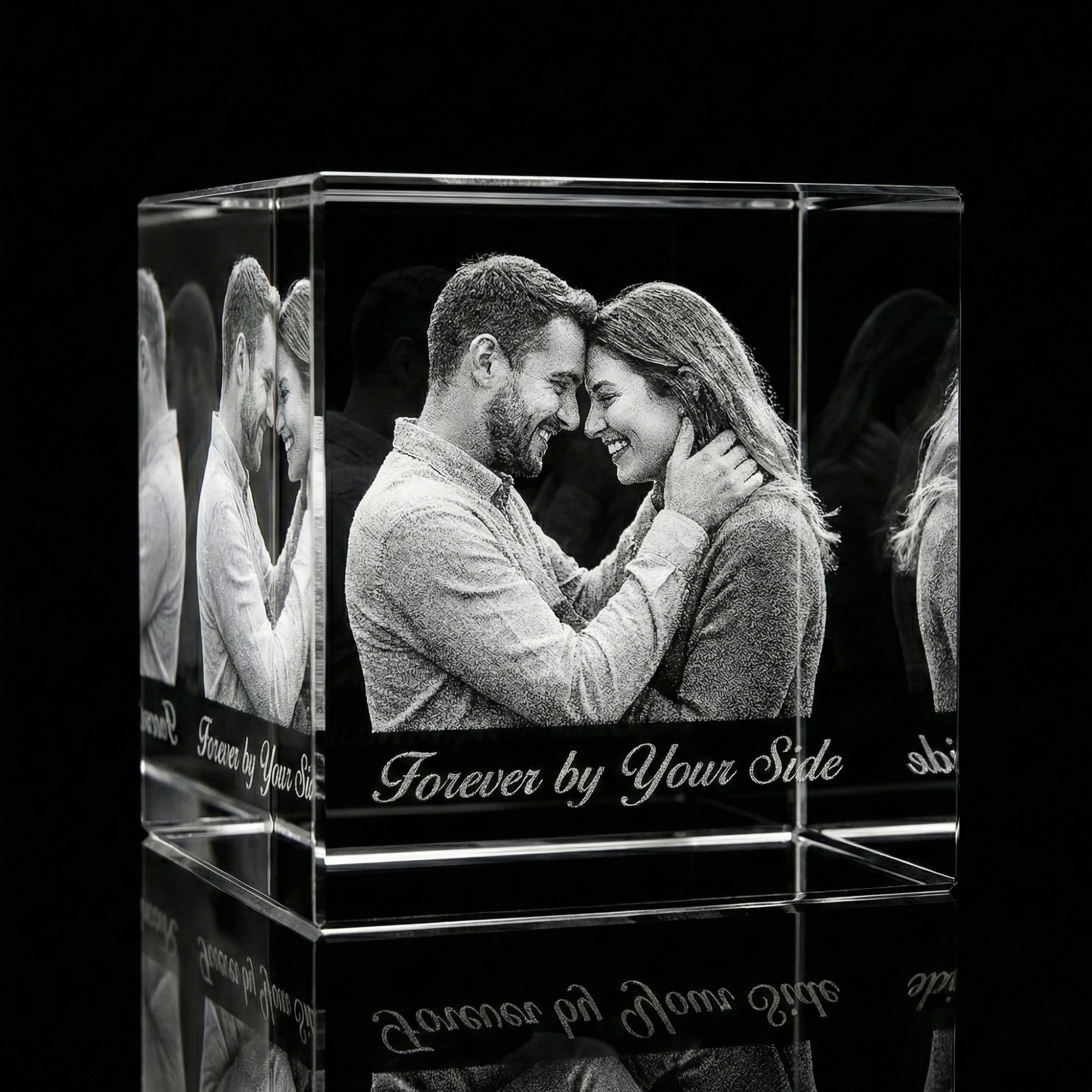 Premium 3D Laser Engraved Crystal - Love Crystal Cube | You & Me, Always
