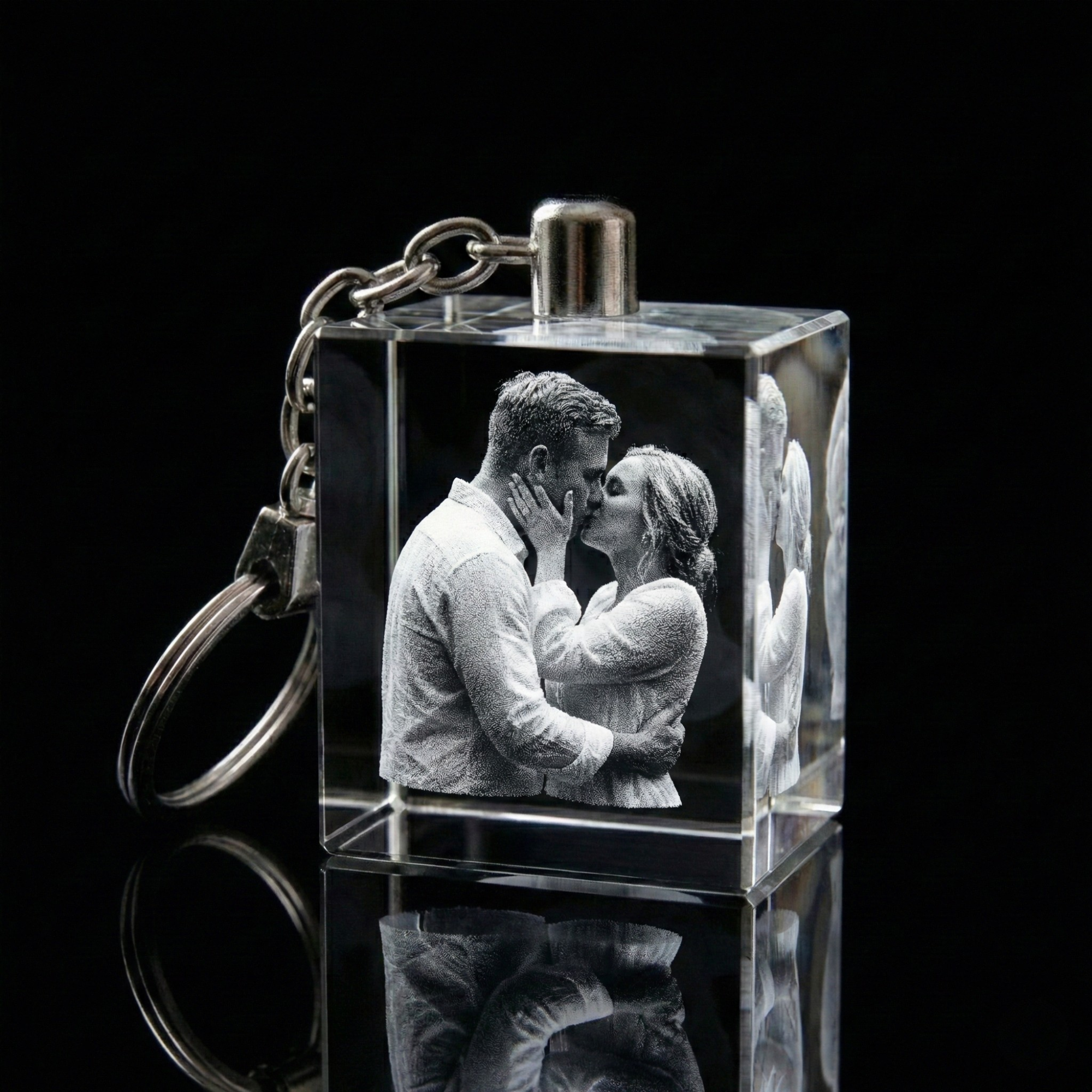 Premium 3D Laser Engraved Crystal - Love Keychain | You & Me, Always