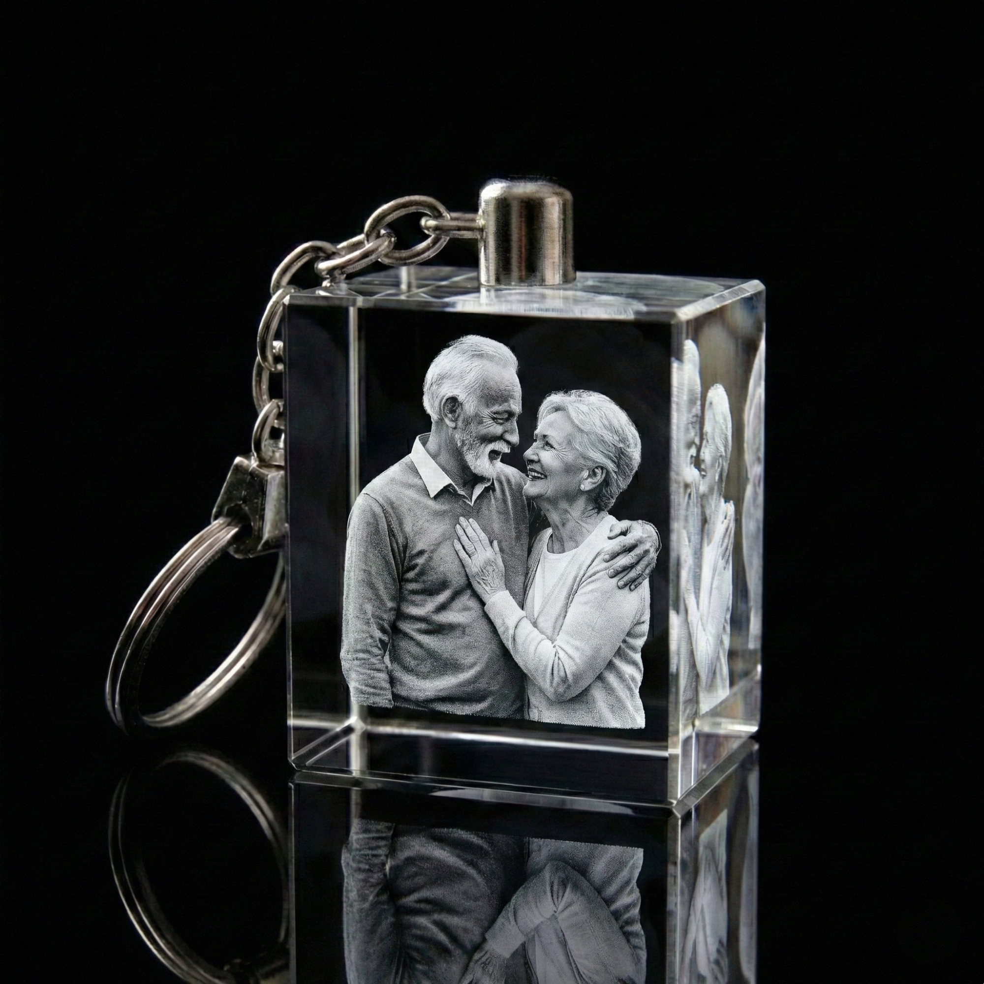 Premium 3D Laser Engraved Crystal - Love Keychain | You & Me, Always