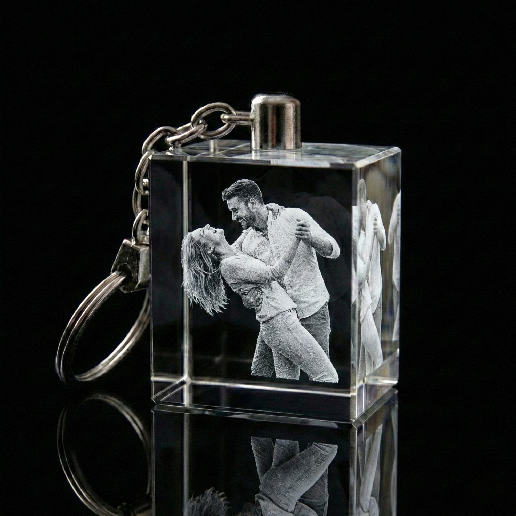 Premium 3D Laser Engraved Crystal - Love Keychain | You & Me, Always