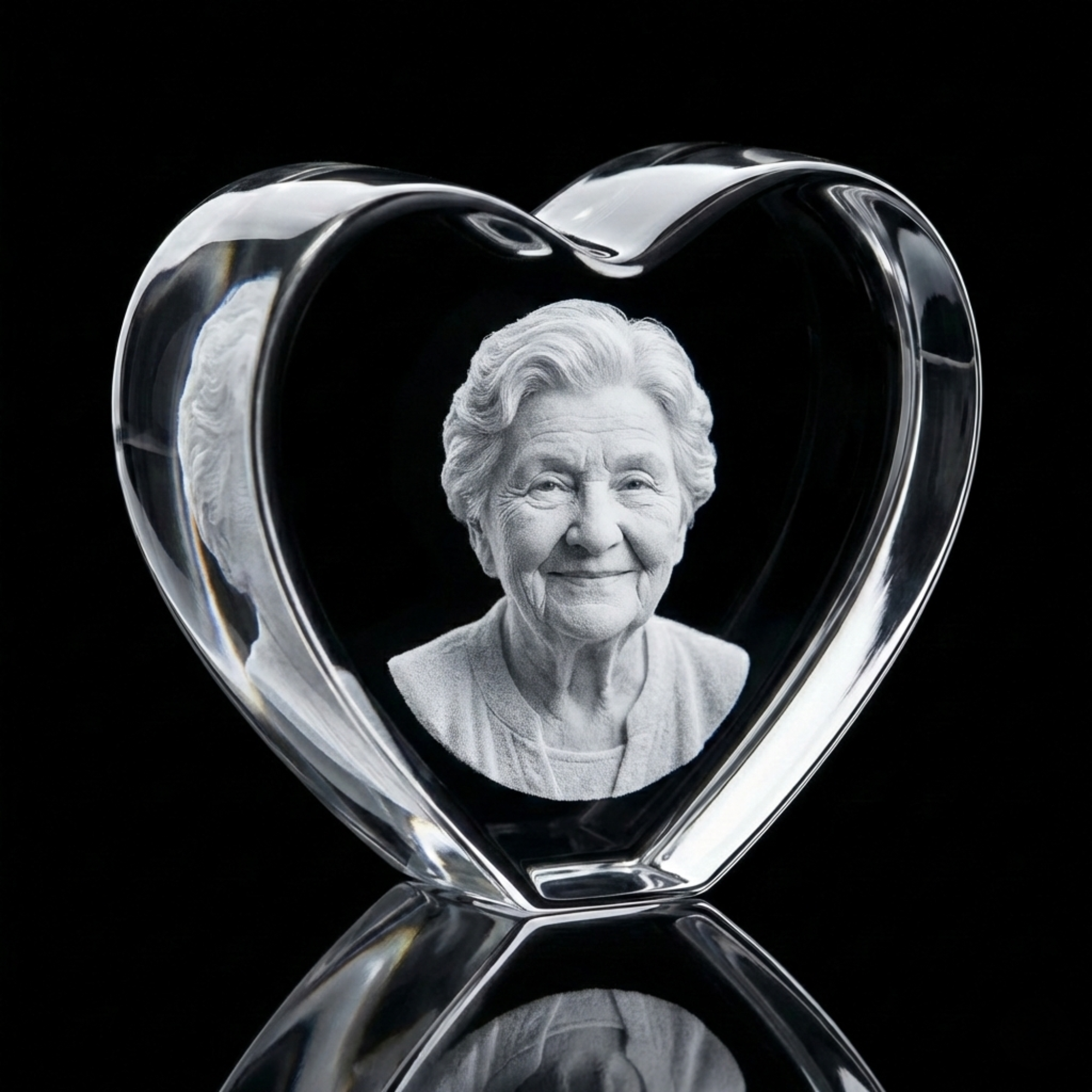 Premium 3D Laser Engraved Crystal - Memorial Heart | The Light They Left Behind