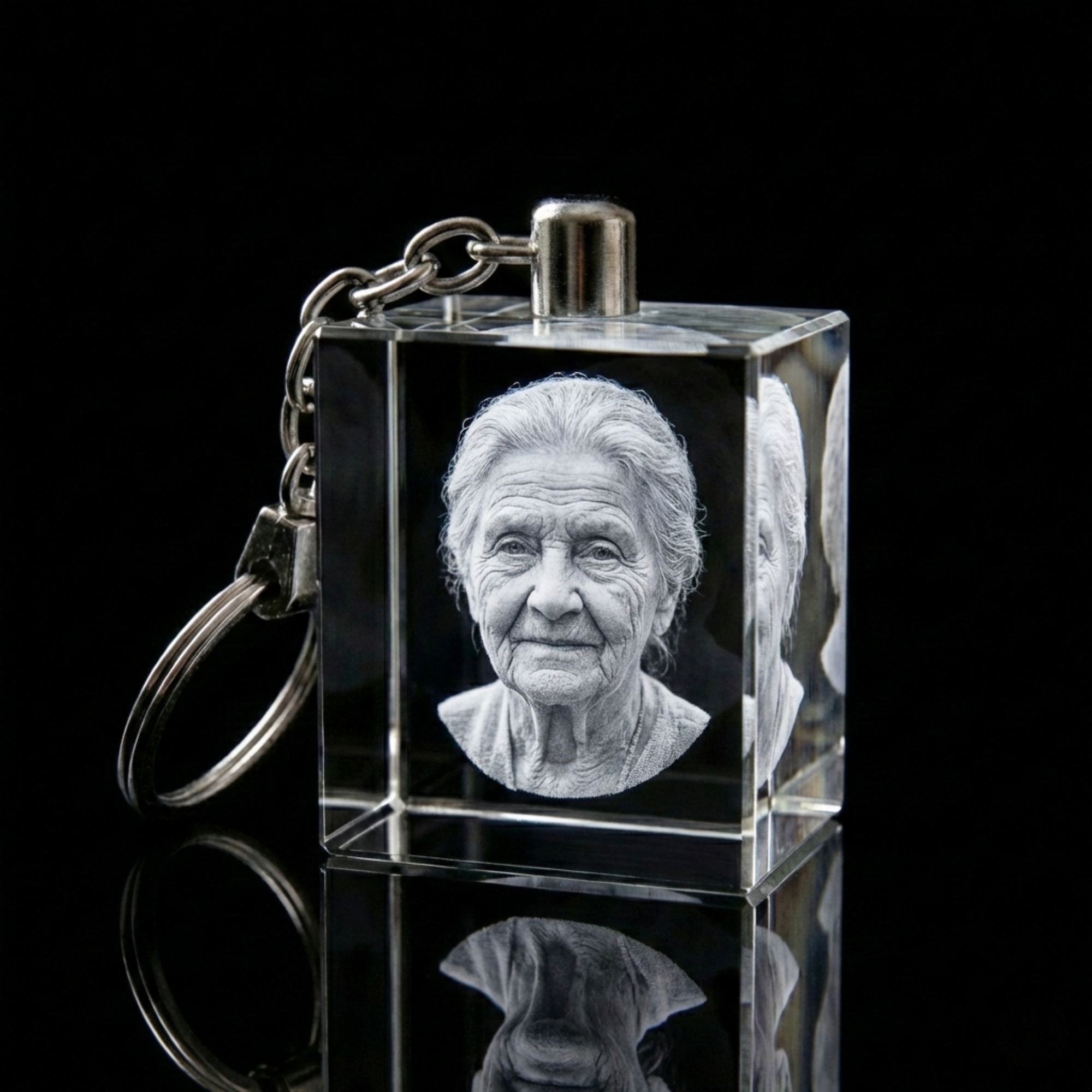 Premium 3D Laser Engraved Crystal - Memorial Keychain | The Light They Left Behind