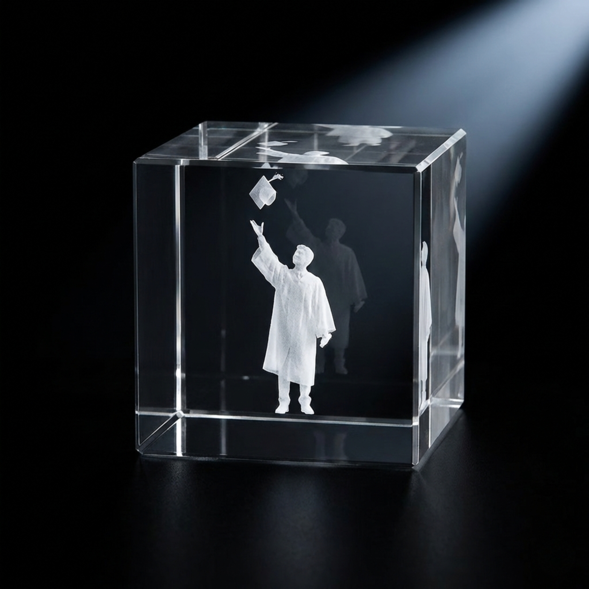 Premium 3D Laser Engraved Crystal - Victory Cube | The Moment You Made It