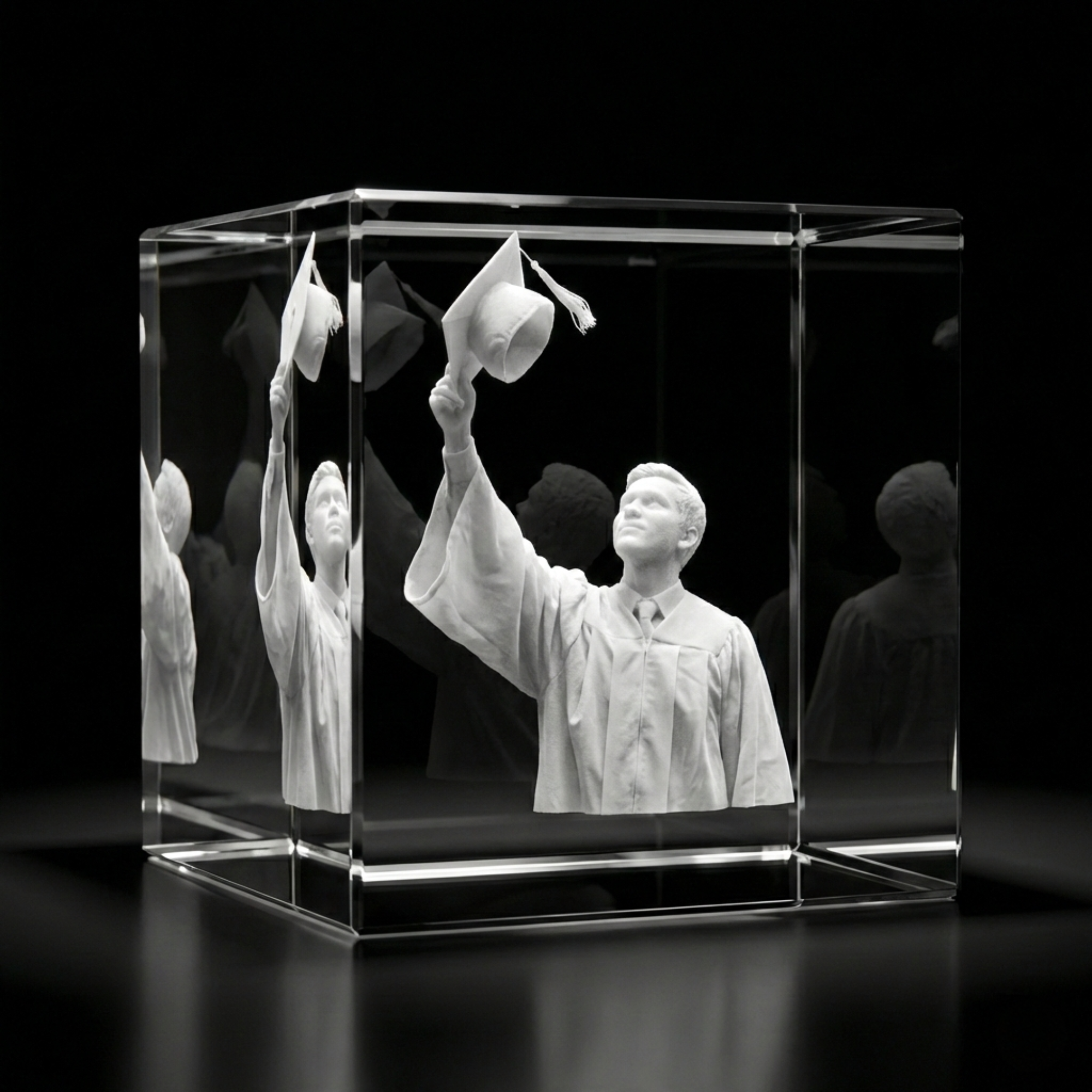 Premium 3D Laser Engraved Crystal - Victory Cube | The Moment You Made It