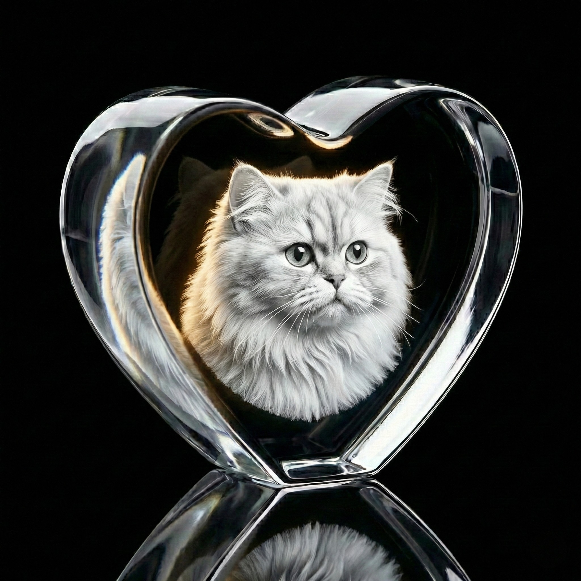 Premium 3D Laser Engraved Crystal - Pet Crystal Heart | Forever By Your Side