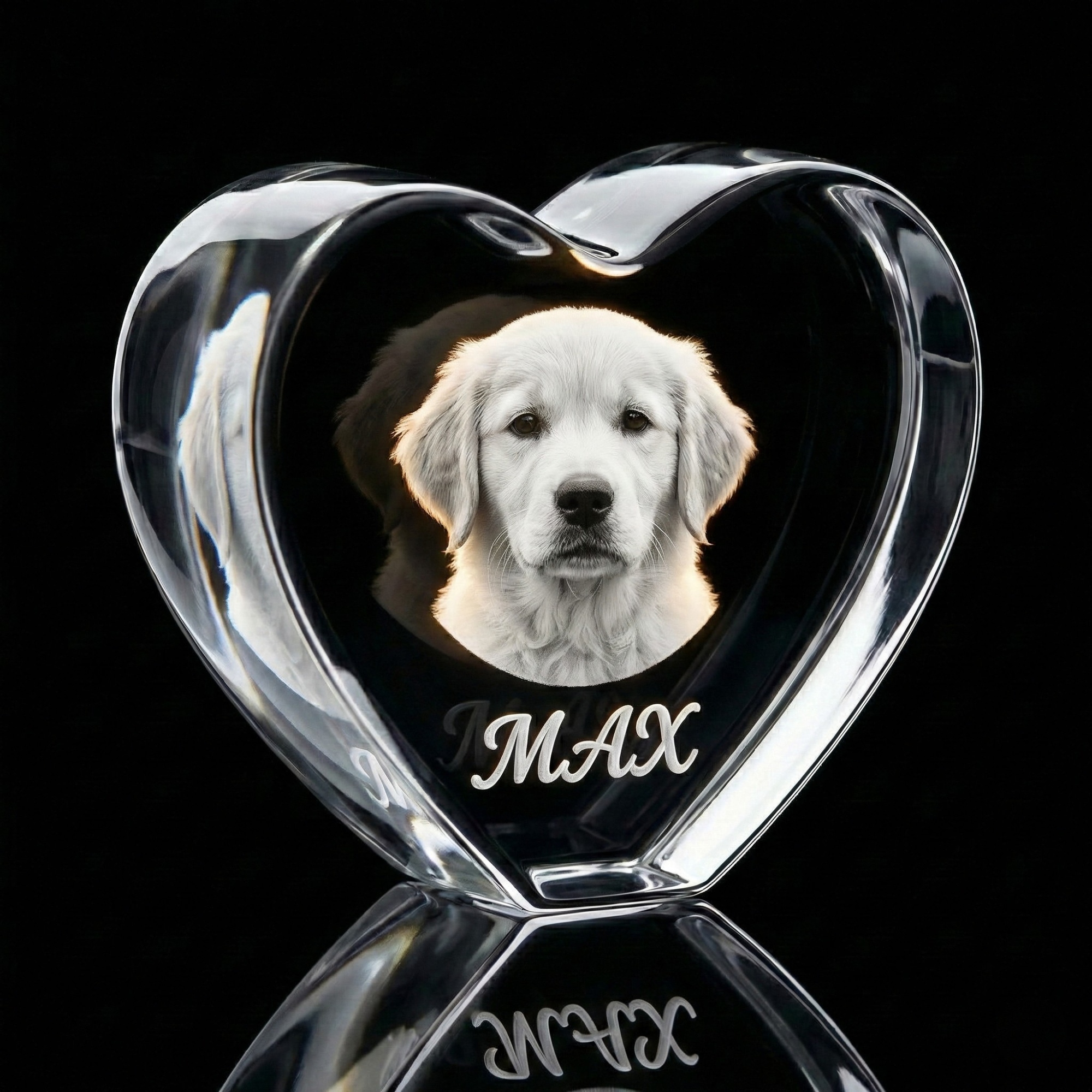 Premium 3D Laser Engraved Crystal - Pet Crystal Heart | Forever By Your Side