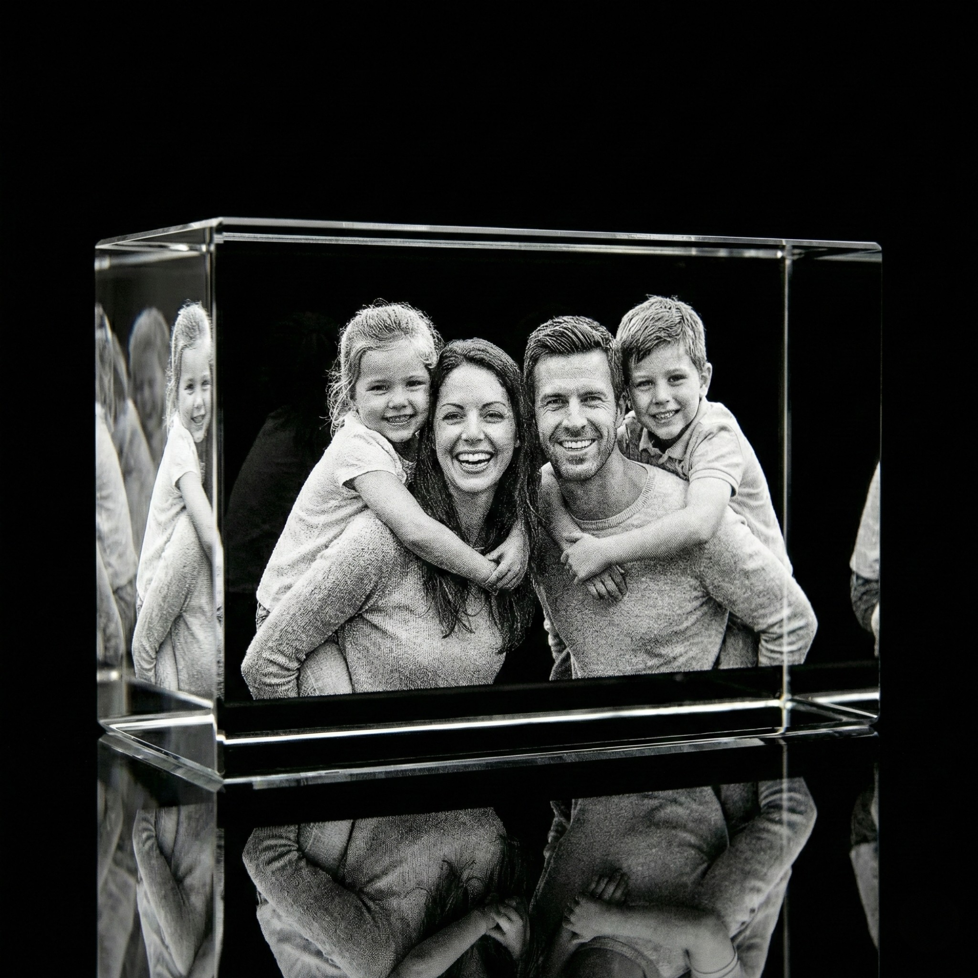 Premium 3D Laser Engraved Crystal - Family Crystal Block | Tiny Hands, Timeless Love