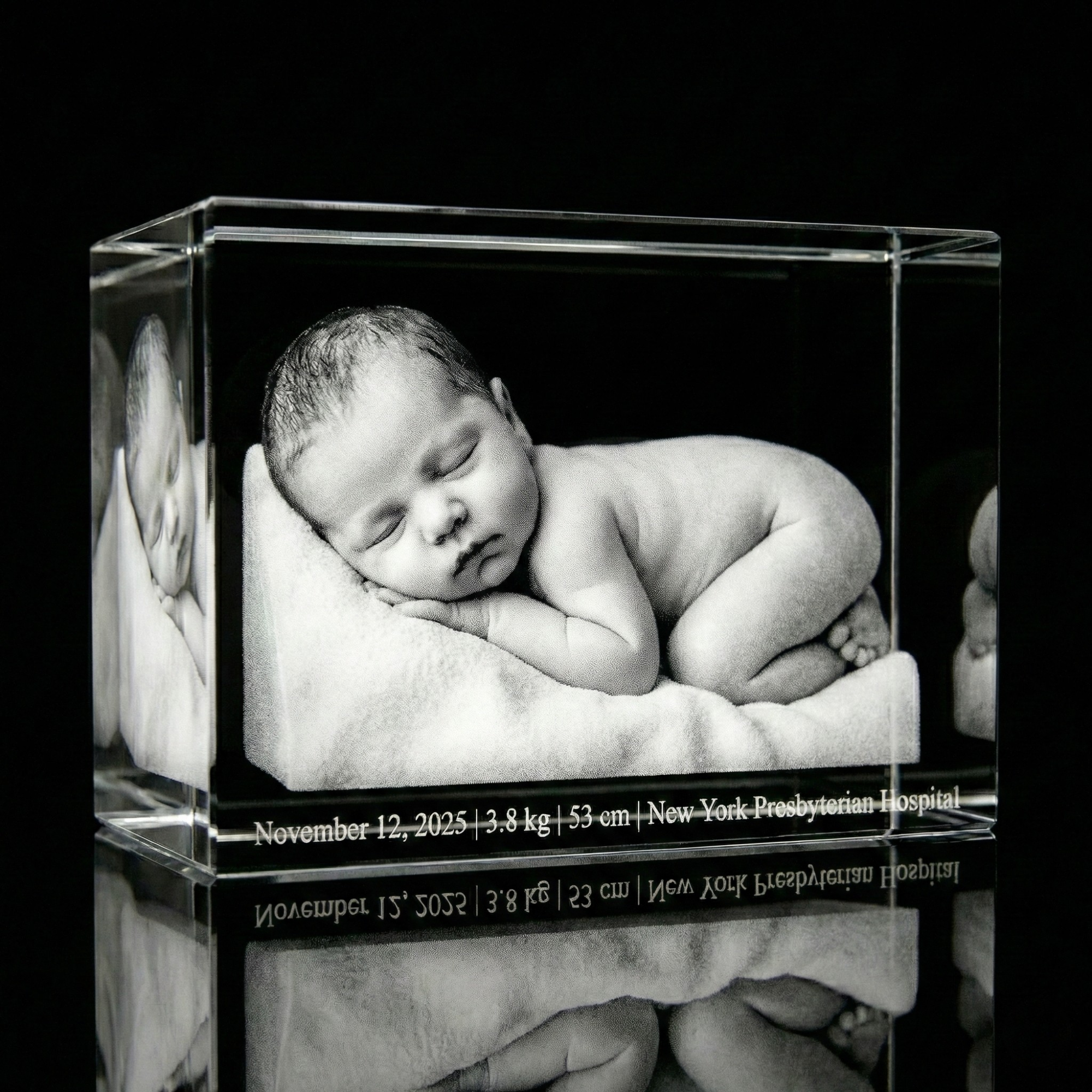 Premium 3D Laser Engraved Crystal - Family Crystal Block | Tiny Hands, Timeless Love