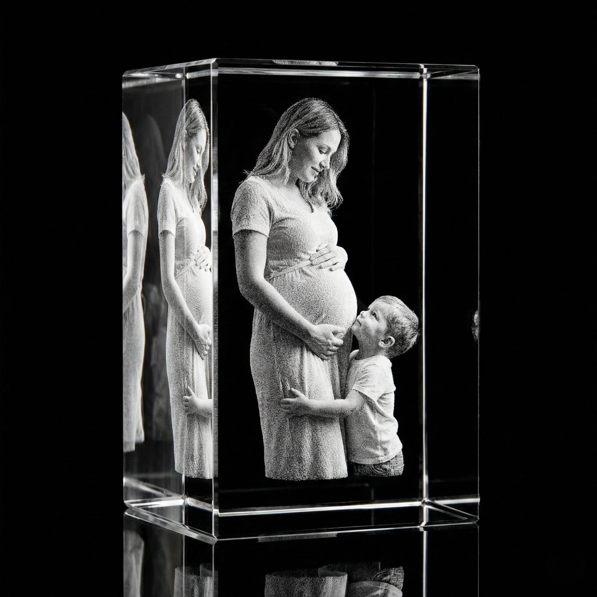 Premium 3D Laser Engraved Crystal - Family Crystal Block | Tiny Hands, Timeless Love