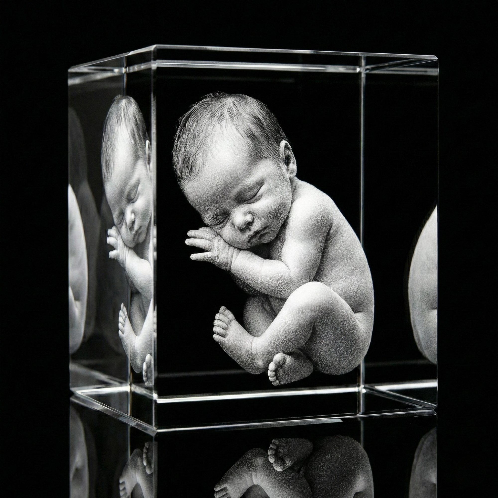 Premium 3D Laser Engraved Crystal - Family Crystal Cube | Tiny Hands, Timeless Love