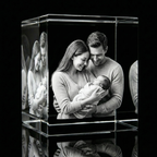 Premium 3D Laser Engraved Crystal - Family Crystal Cube | Tiny Hands, Timeless Love