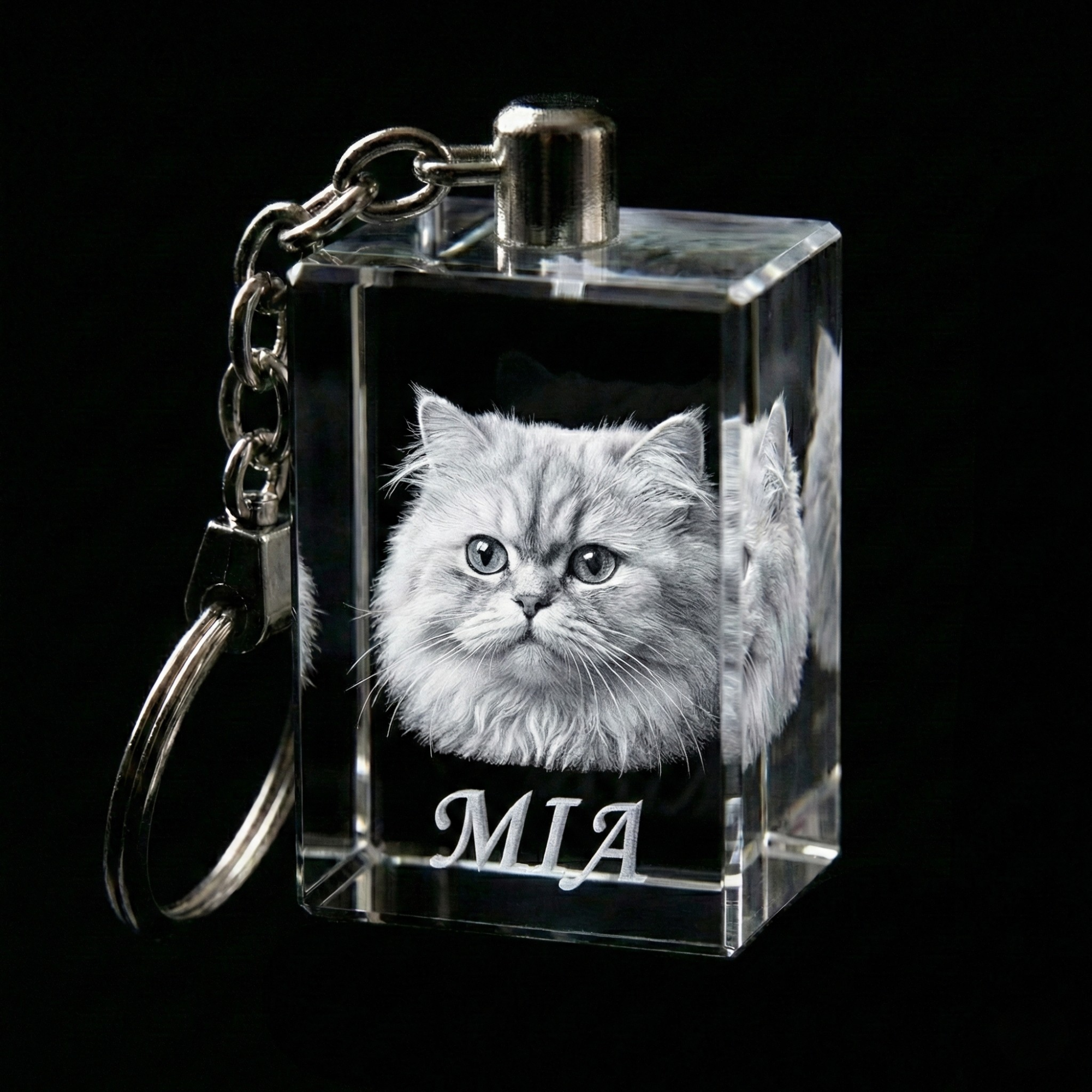 Premium 3D Laser Engraved Crystal - Pet Crystal Keychain | Forever By Your Side